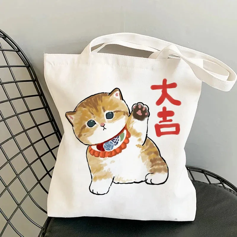 ✨ Cute Cat Manga Tote Bag 🐾 Fun Canvas Shopper for All Your Adventures! 👜