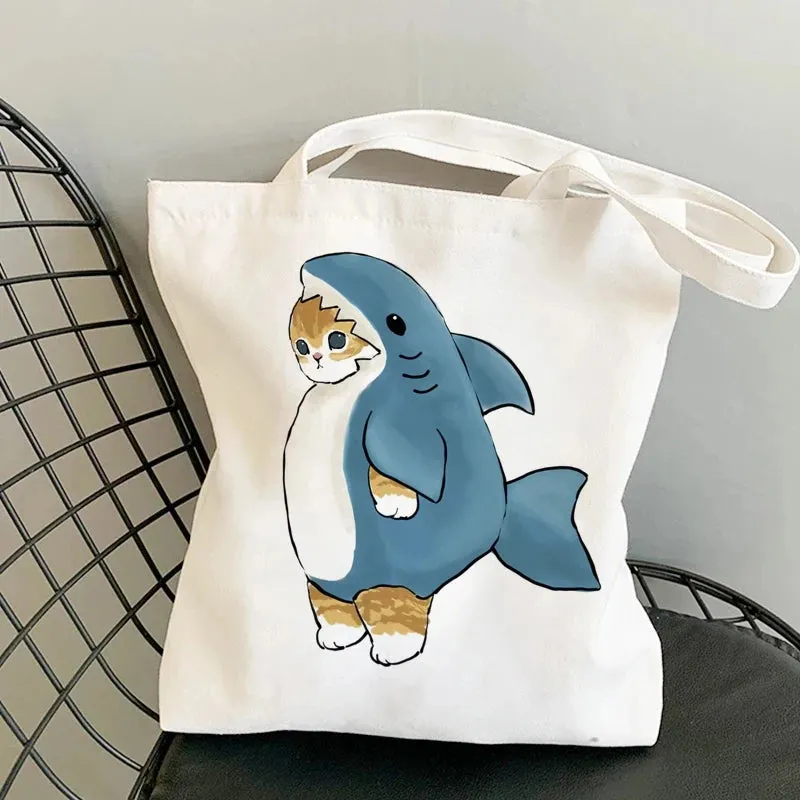 ✨ Cute Cat Manga Tote Bag 🐾 Fun Canvas Shopper for All Your Adventures! 👜