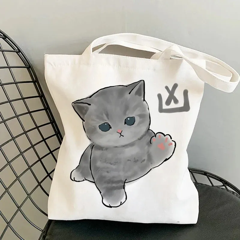 ✨ Cute Cat Manga Tote Bag 🐾 Fun Canvas Shopper for All Your Adventures! 👜