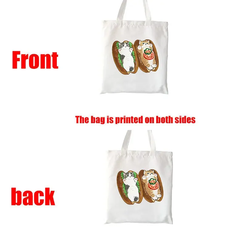 ✨ Cute Cat Manga Tote Bag 🐾 Fun Canvas Shopper for All Your Adventures! 👜