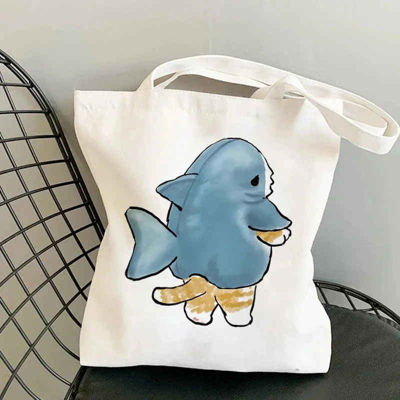 ✨ Cute Cat Manga Tote Bag 🐾 Fun Canvas Shopper for All Your Adventures! 👜