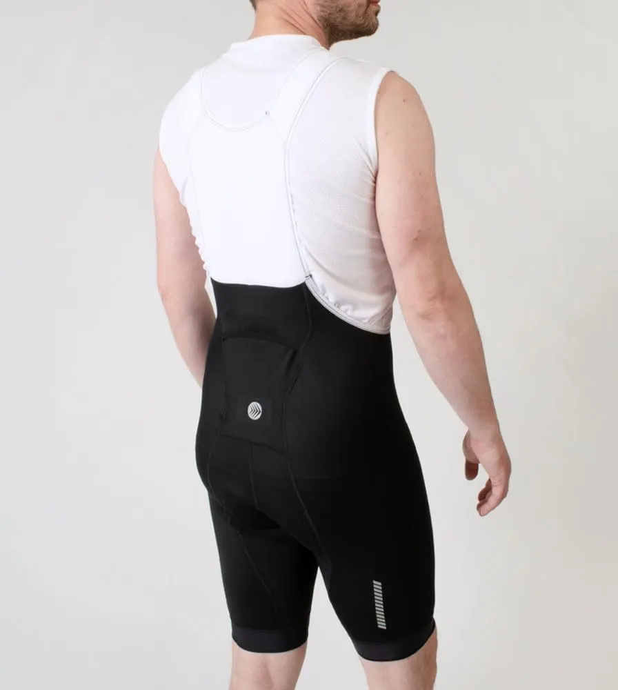 | Men's Core Padded Cycling Bib-Shorts | Long Distance Black Bibs | Made in USA