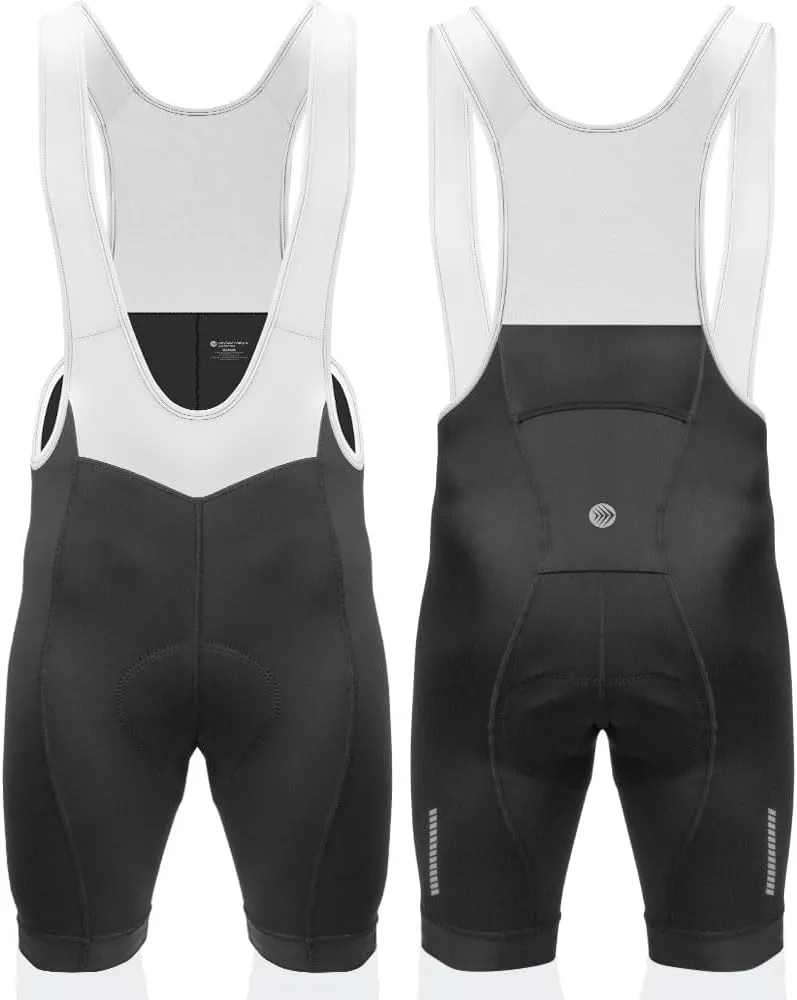 | Men's Core Padded Cycling Bib-Shorts | Long Distance Black Bibs | Made in USA