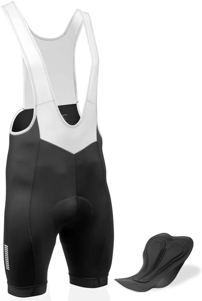 | Men's Core Padded Cycling Bib-Shorts | Long Distance Black Bibs | Made in USA