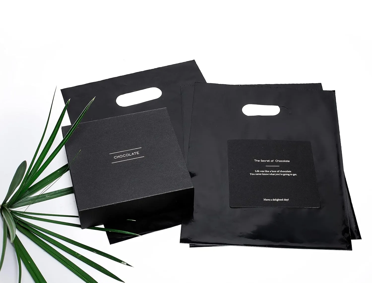 100 Black Bags for Small Business 1.5Mil Thick 9"x12" Perfect For Merchandise And Retail Glossy Black Thank You Bags With Handles