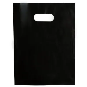 100 Black Bags for Small Business 1.5Mil Thick 9"x12" Perfect For Merchandise And Retail Glossy Black Thank You Bags With Handles