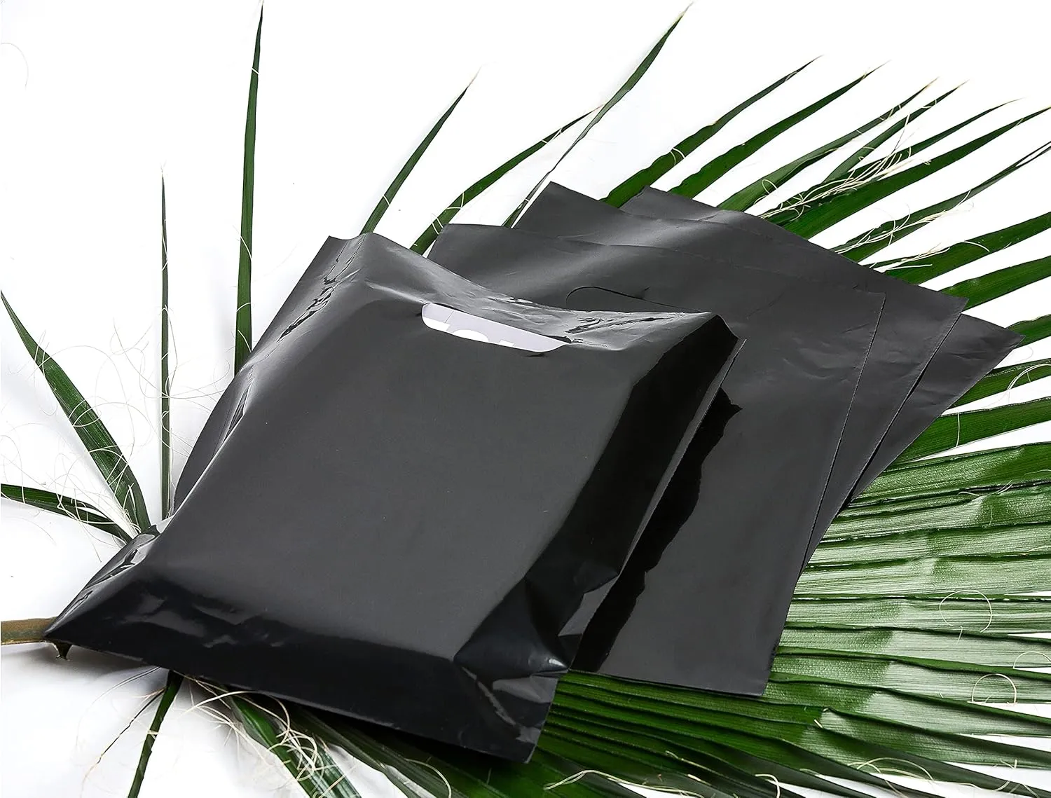 100 Black Bags for Small Business 1.5Mil Thick 9"x12" Perfect For Merchandise And Retail Glossy Black Thank You Bags With Handles