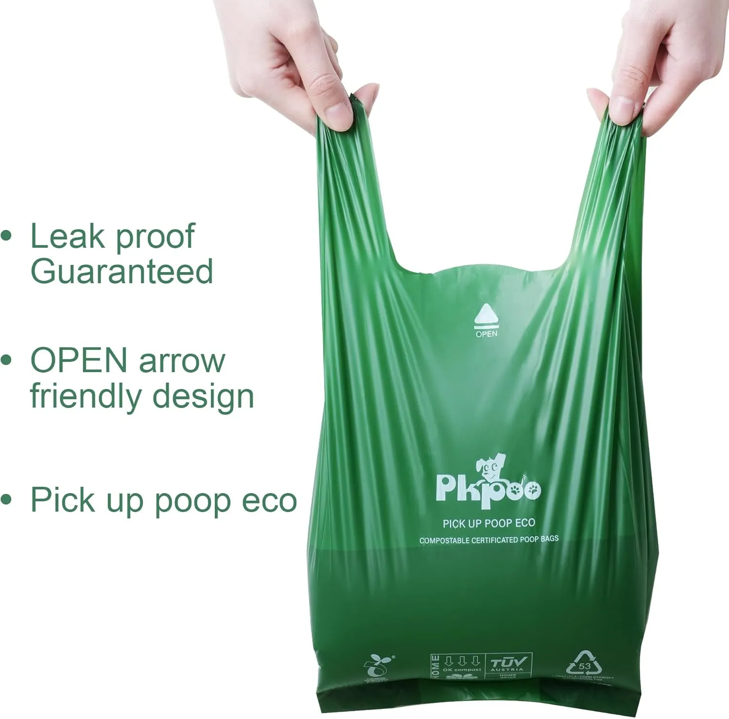 100% Compostable Dog Poop Bags with Handles, Extra Wide, Vegetable-Based Large Poop Bags for Dogs, Biodegradable Waste Bags for Poo, Cat Litter, Diaper Sacks, Unscented, 180 Counts