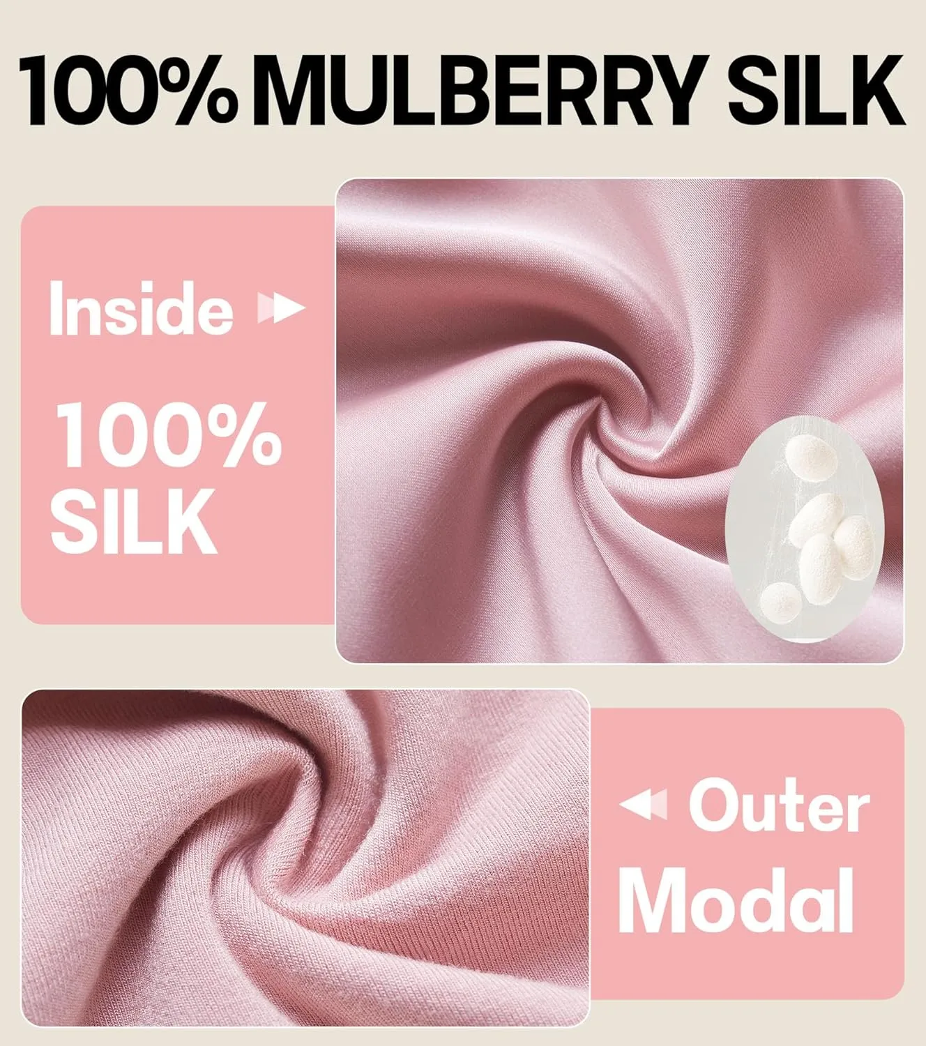 100% Mulberry Silk Bonnet for Sleeping for Curly Hair and Braids, Wrap with Adjustable Strap for Women and Men, Silk, Not Satin（1Pc,Pink