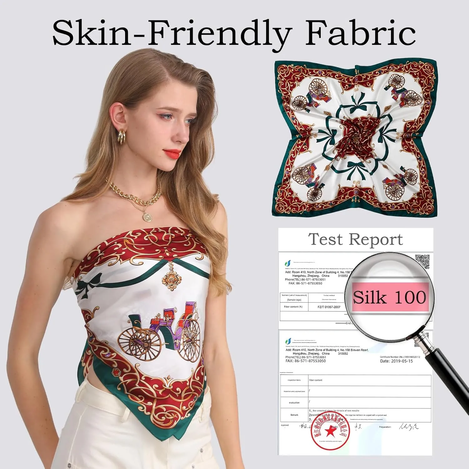 100% Mulberry Silk Head Scarf for Sleeping 35"x35" Square Silk Hair Scarf for Women Lightweight Bandana Large