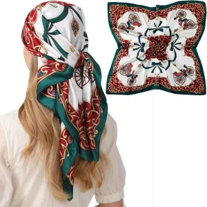 100% Mulberry Silk Head Scarf for Sleeping 35"x35" Square Silk Hair Scarf for Women Lightweight Bandana Large