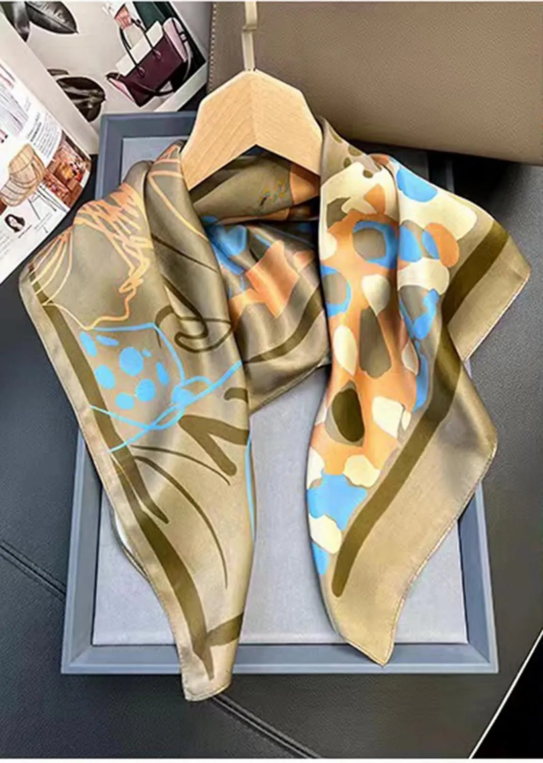 100% Mulberry Silk Long Scarf for Hair Beach Head Wraps for Women Handbag accessories Necktie