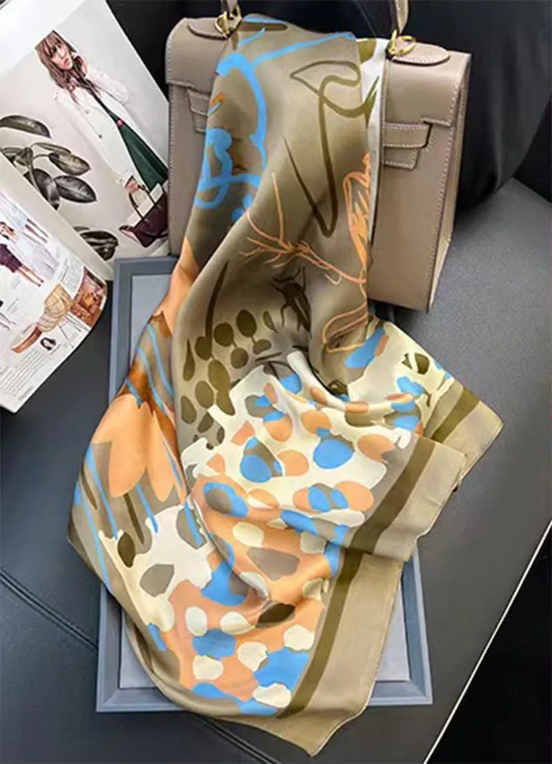 100% Mulberry Silk Long Scarf for Hair Beach Head Wraps for Women Handbag accessories Necktie