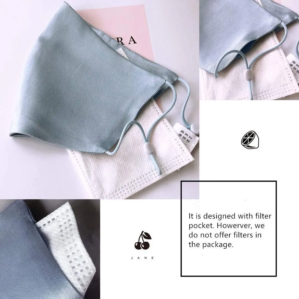 100% Mulberry Silk Mask Adjustable with Filter Pocket