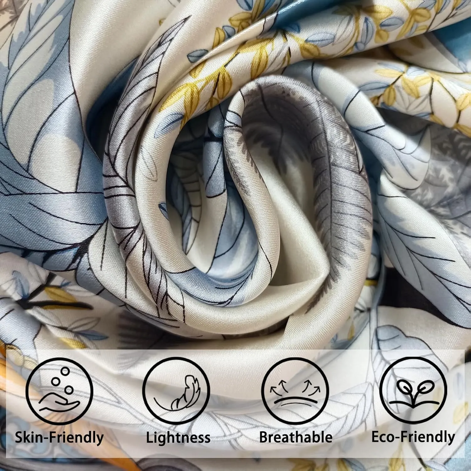 100% Mulberry Silk Neck Scarf, 21"x21" Silk Hair Head Scarf for Women Men, Lightweight Square Silk Scarf Small