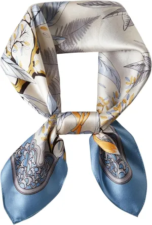 100% Mulberry Silk Neck Scarf, 21"x21" Silk Hair Head Scarf for Women Men, Lightweight Square Silk Scarf Small