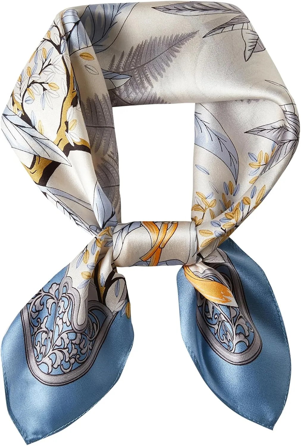 100% Mulberry Silk Neck Scarf, 21"x21" Silk Hair Head Scarf for Women Men, Lightweight Square Silk Scarf Small