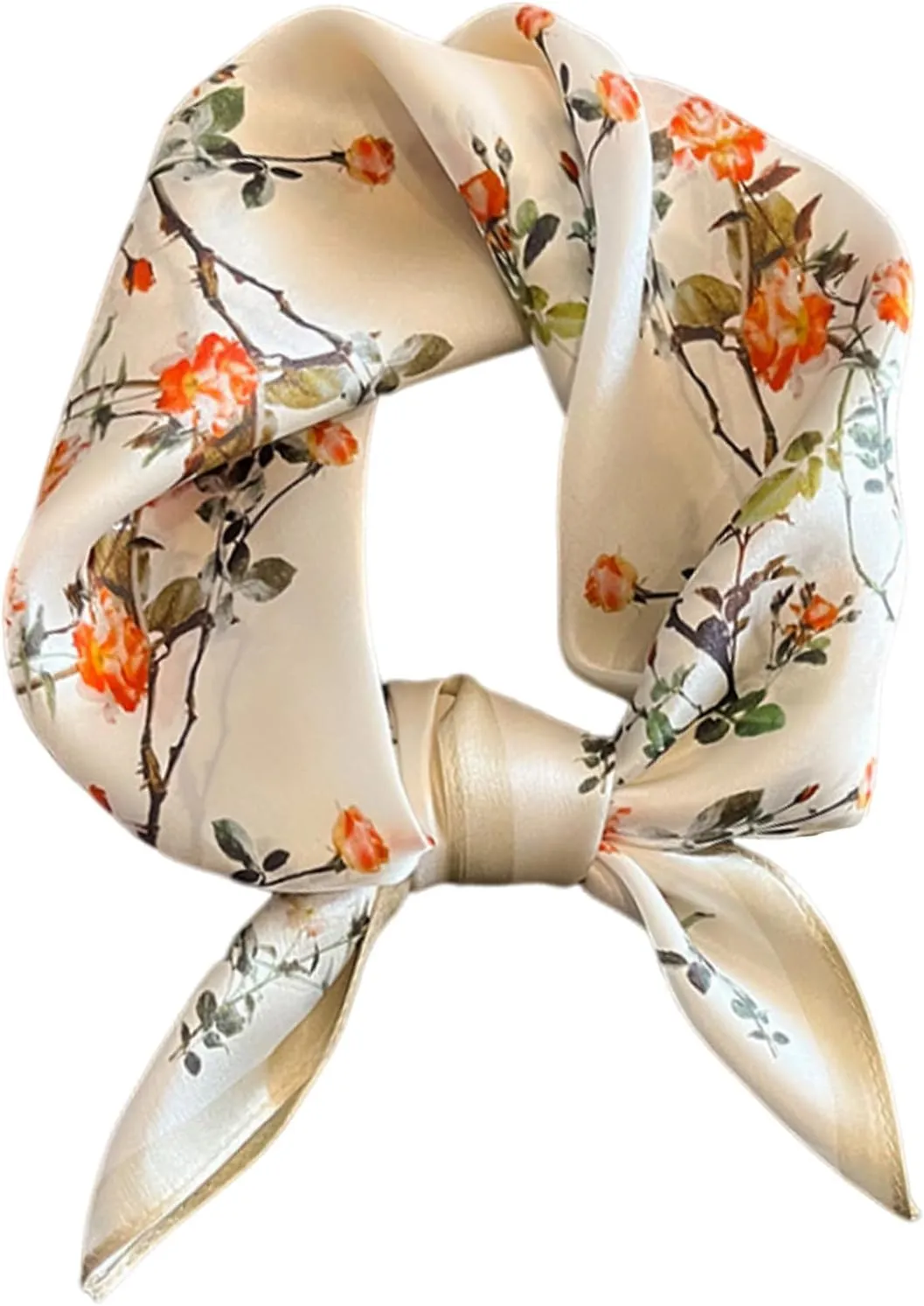 100% Mulberry Silk Neck Scarf - 21"x21" Small Printed Square Neckerchief Scarves for Women
