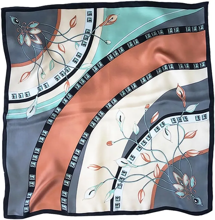 100% Mulberry Silk Neck Scarf 21''x21'' Small Square Hair Scarf for Women Men Lightweight Bandana Envelope Package
