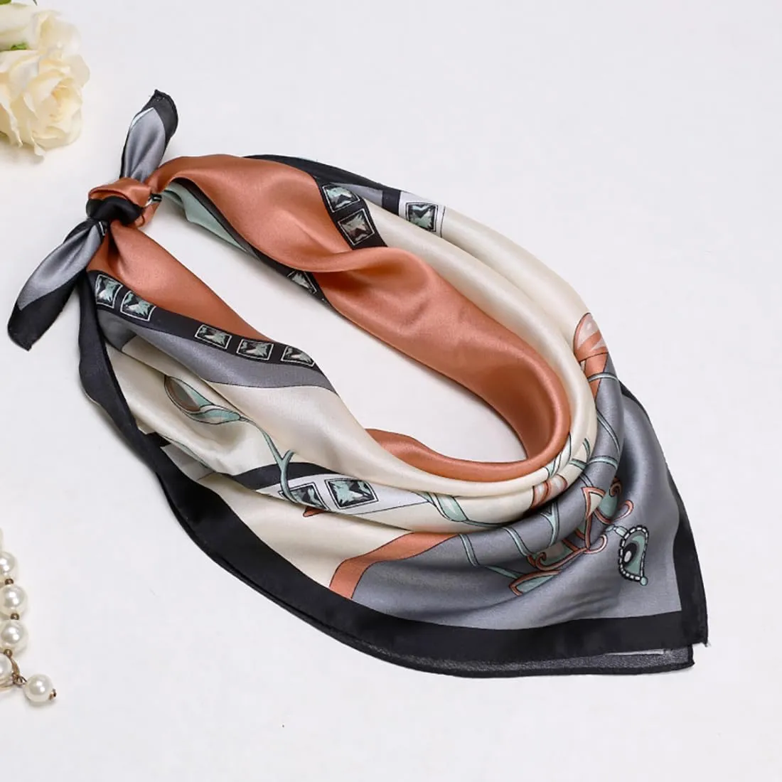 100% Mulberry Silk Neck Scarf 21''x21'' Small Square Hair Scarf for Women Men Lightweight Bandana Envelope Package