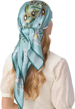 100% Mulberry Silk Neck Scarf 35" Inches Large Square Scarfs for Women Gift Packed