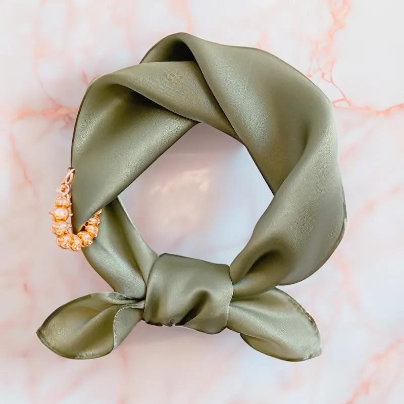 100% Mulberry Silk Purse Scarf – Lightweight 20" Square Silk Neckerchief for Men and Women