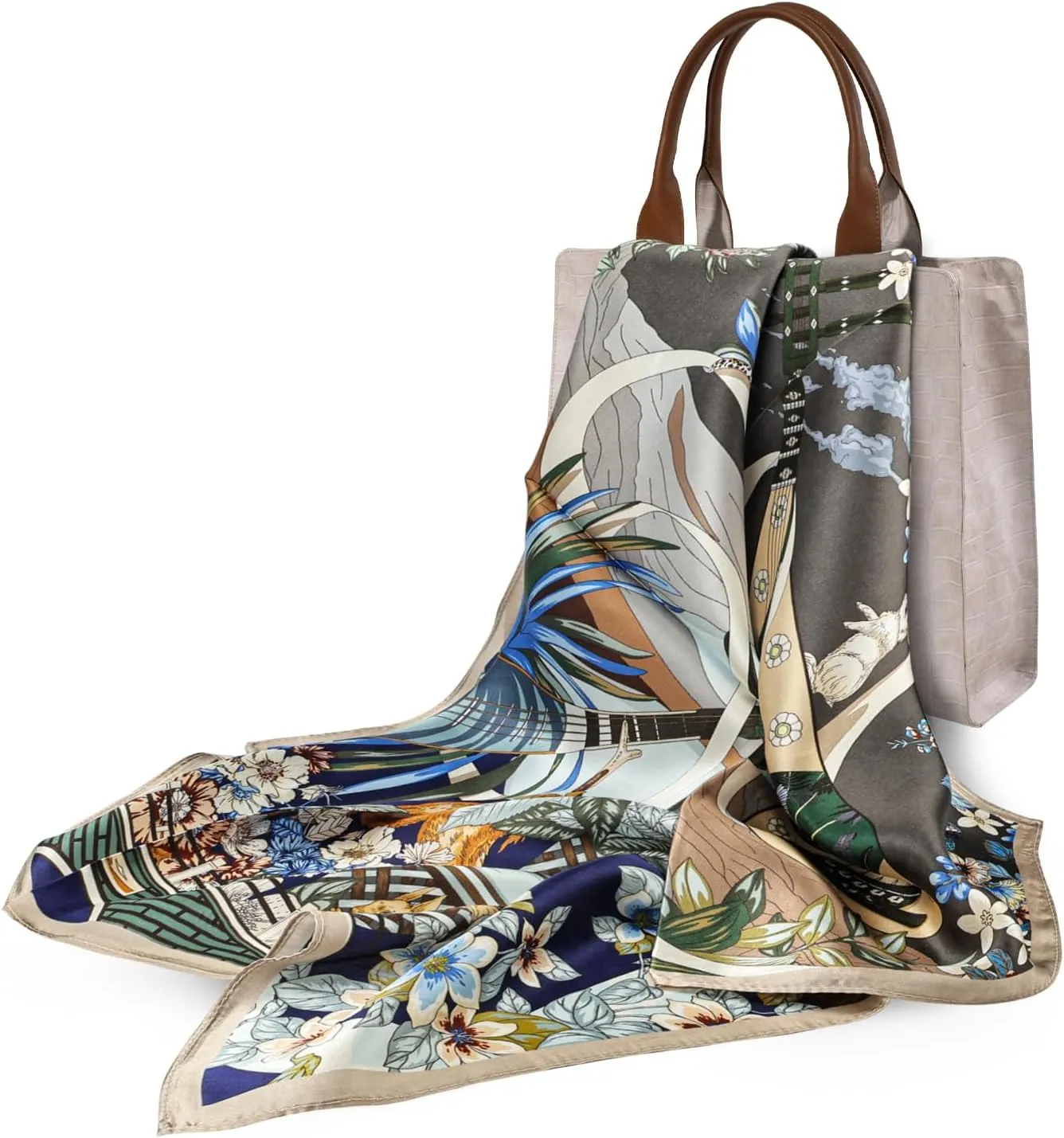 100% Mulberry Silk Scarf 27"x27" for Women, Luxurious Lightweight Neckerchief, Breathable & Soft，Gift Packed