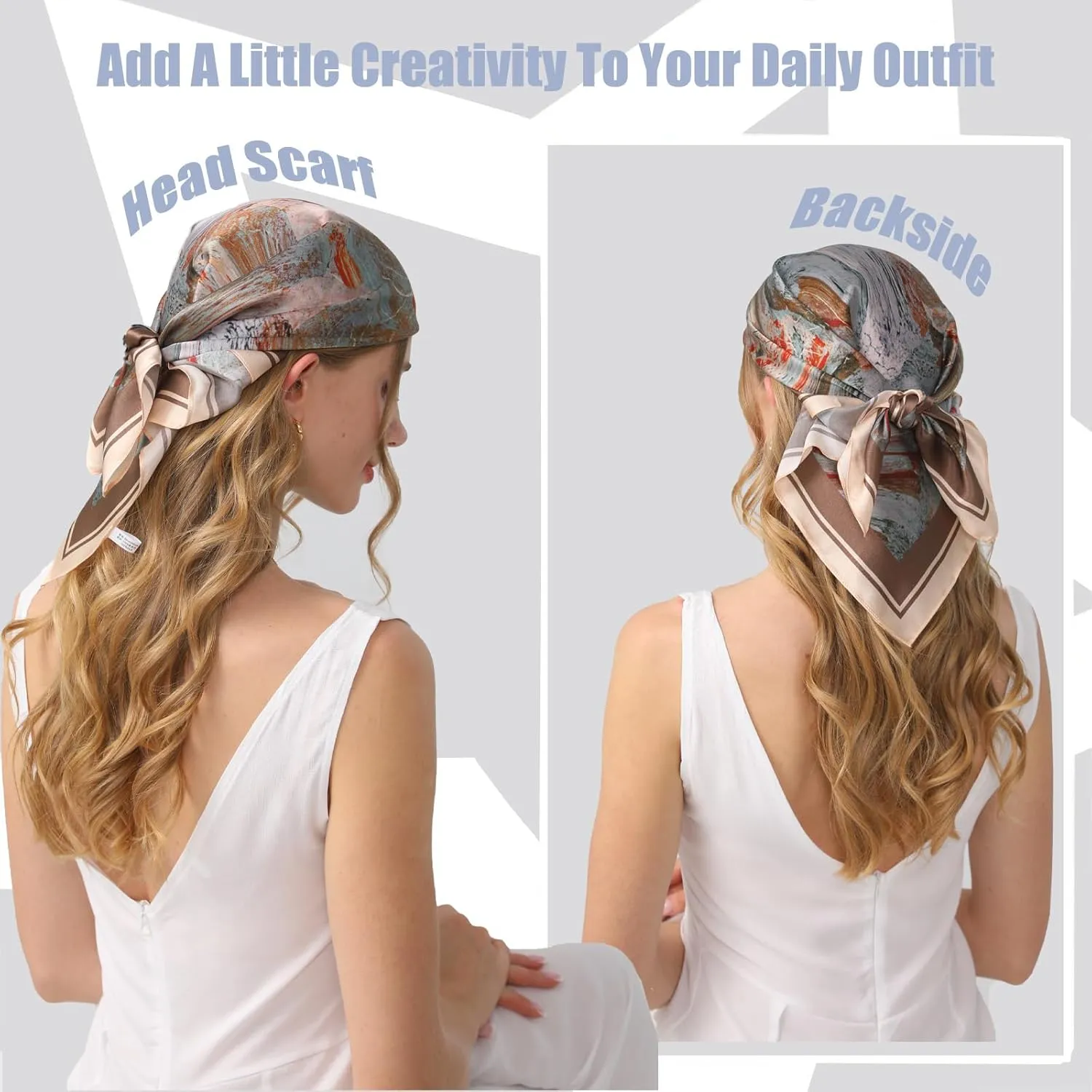 100% Mulberry Silk Scarf 27"x27" Square Silk Scarves Hair Wrap Neck Head Scarf for Women, Mothers Day Gifts