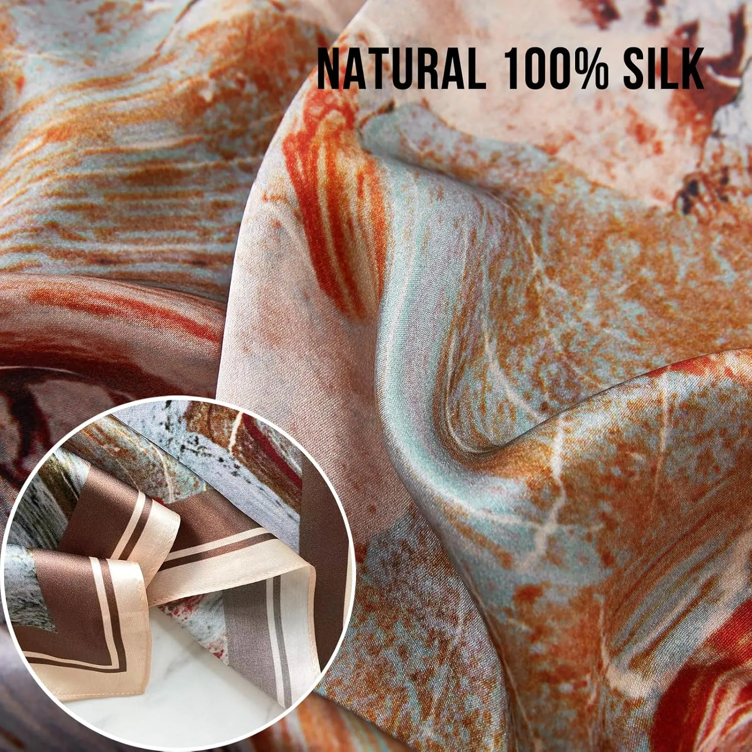 100% Mulberry Silk Scarf 27"x27" Square Silk Scarves Hair Wrap Neck Head Scarf for Women, Mothers Day Gifts