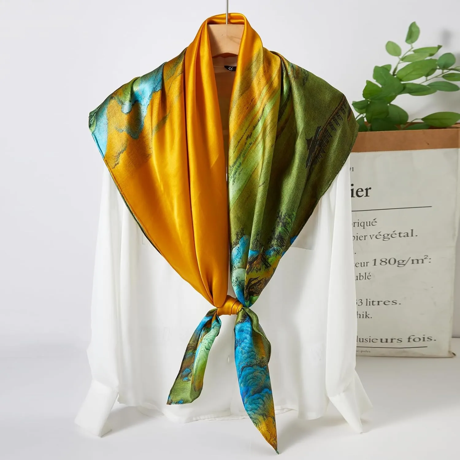 100% Mulberry Silk Scarf 43 Inches Large Square Wrap for Hair Night Sleeping Scarf for Women Head Scarf