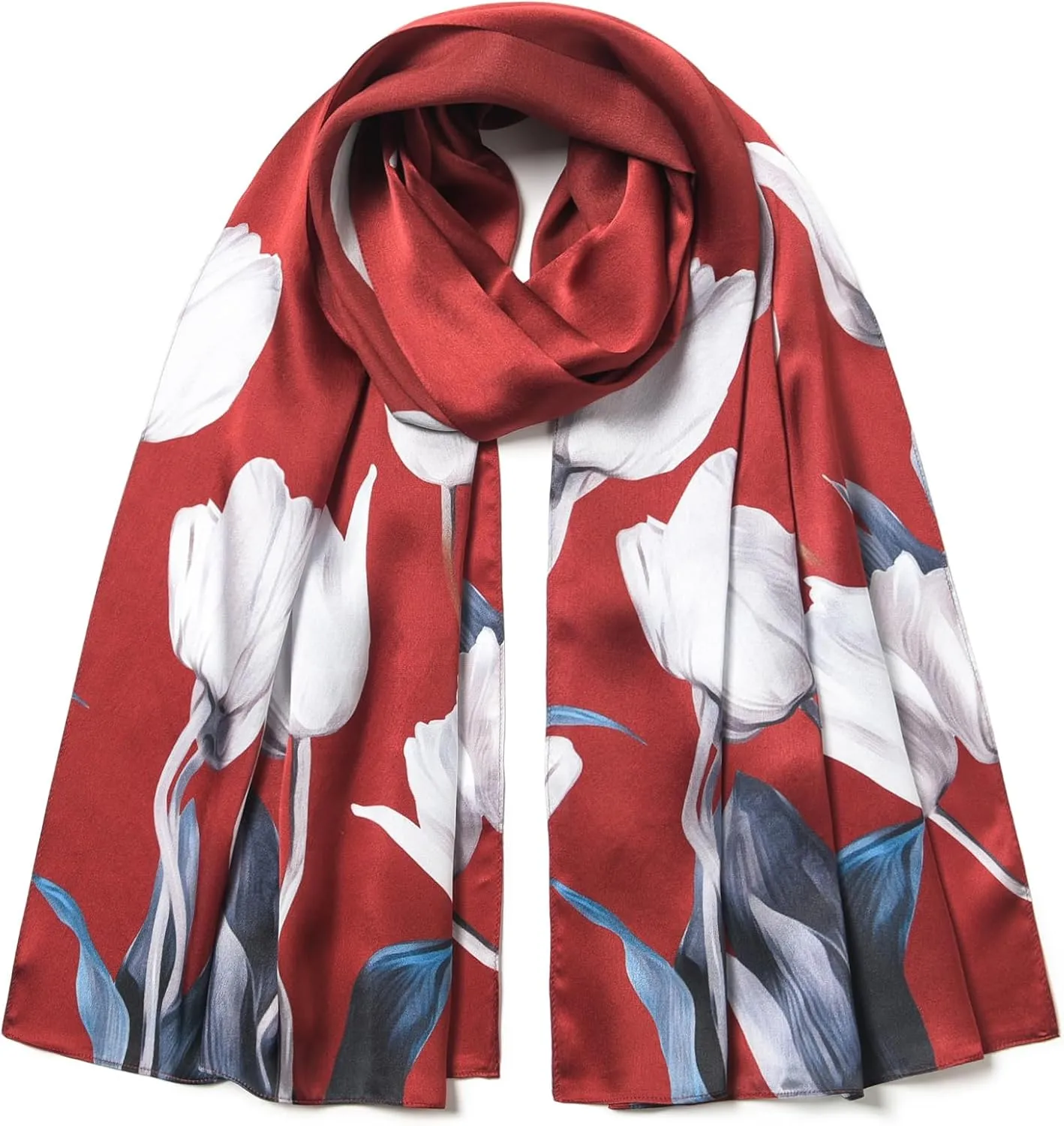 100% Mulberry Silk Scarf - 70'' X 21'' Long Satin Fashion Designer Scarf - Lightweight Wraps with Gift Packed