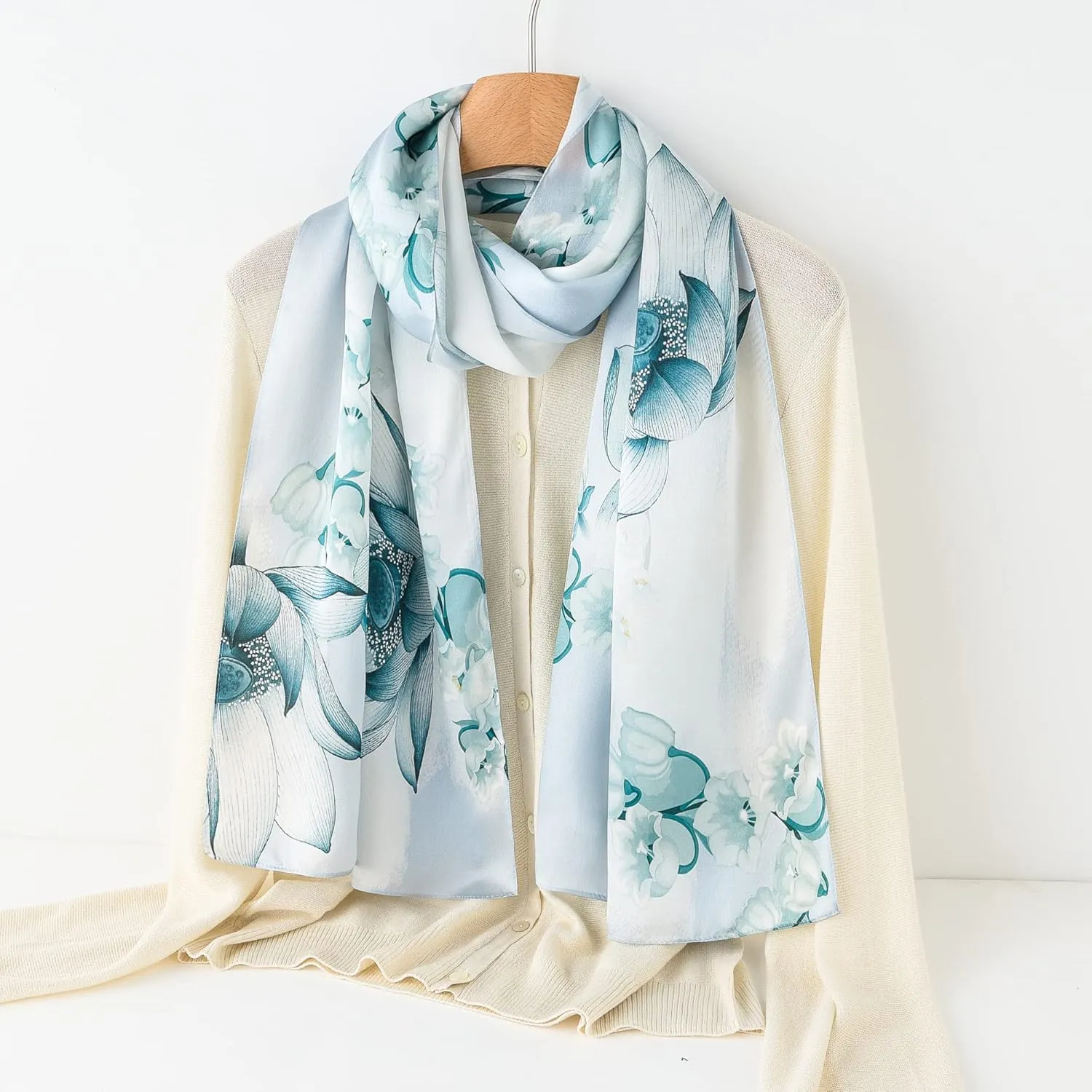 100% Mulberry Silk Scarf - 70'' X 21'' Long Satin Fashion Designer Scarf - Lightweight Wraps with Gift Packed