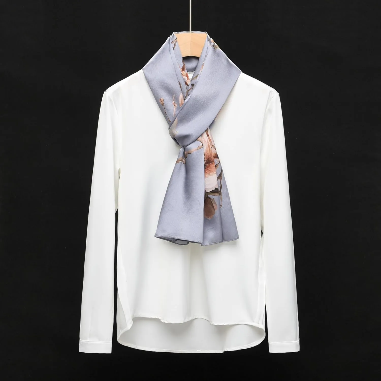 100% Mulberry Silk Scarf - 70'' X 21'' Long Satin Fashion Designer Scarf - Lightweight Wraps with Gift Packed