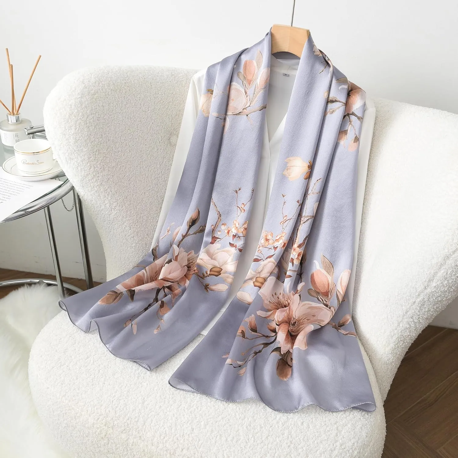 100% Mulberry Silk Scarf - 70'' X 21'' Long Satin Fashion Designer Scarf - Lightweight Wraps with Gift Packed