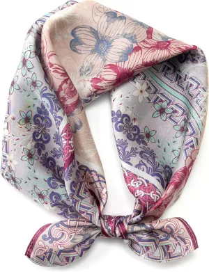 100% Mulberry Silk Scarf for Women, Small Square Satin Scarf for Neck Head Hair Handbag 21"x21"