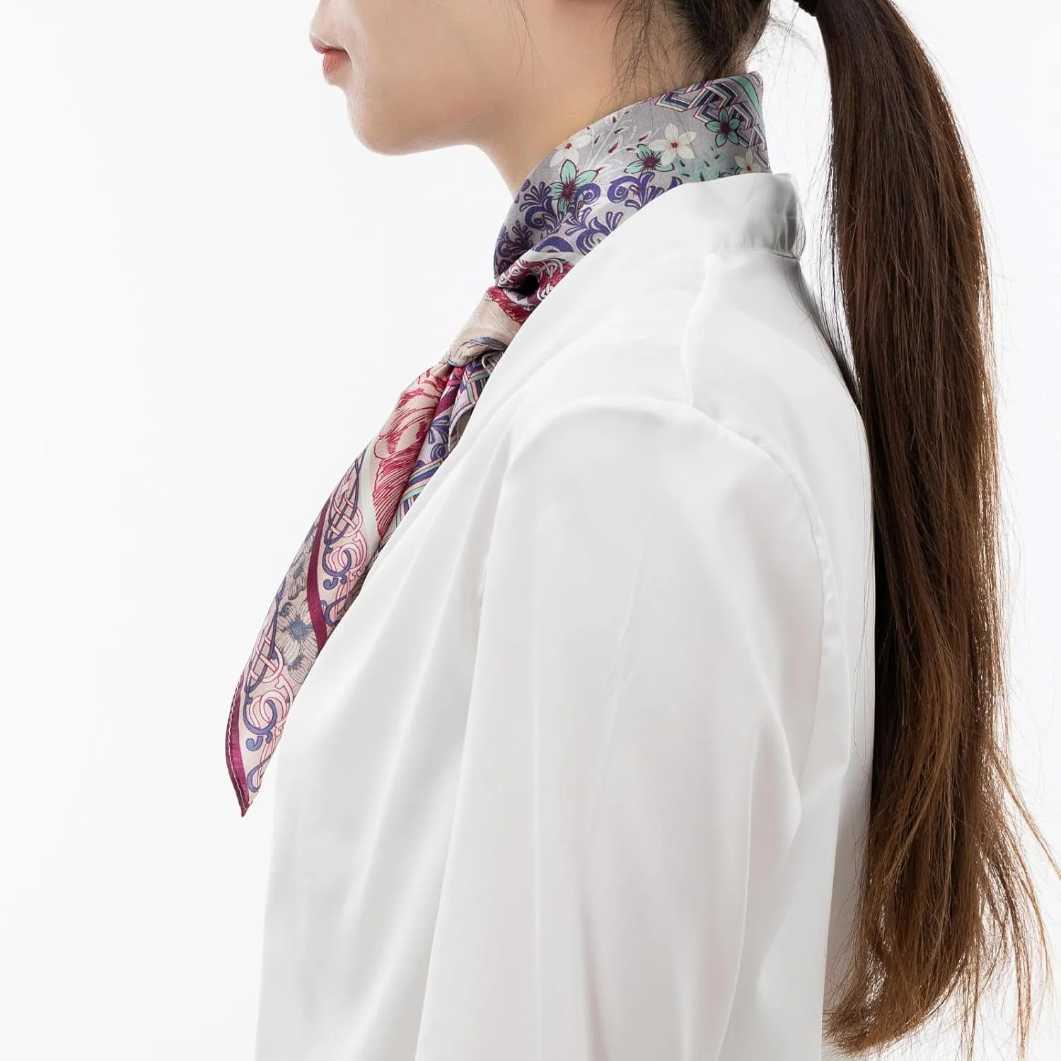 100% Mulberry Silk Scarf for Women, Small Square Satin Scarf for Neck Head Hair Handbag 21"x21"