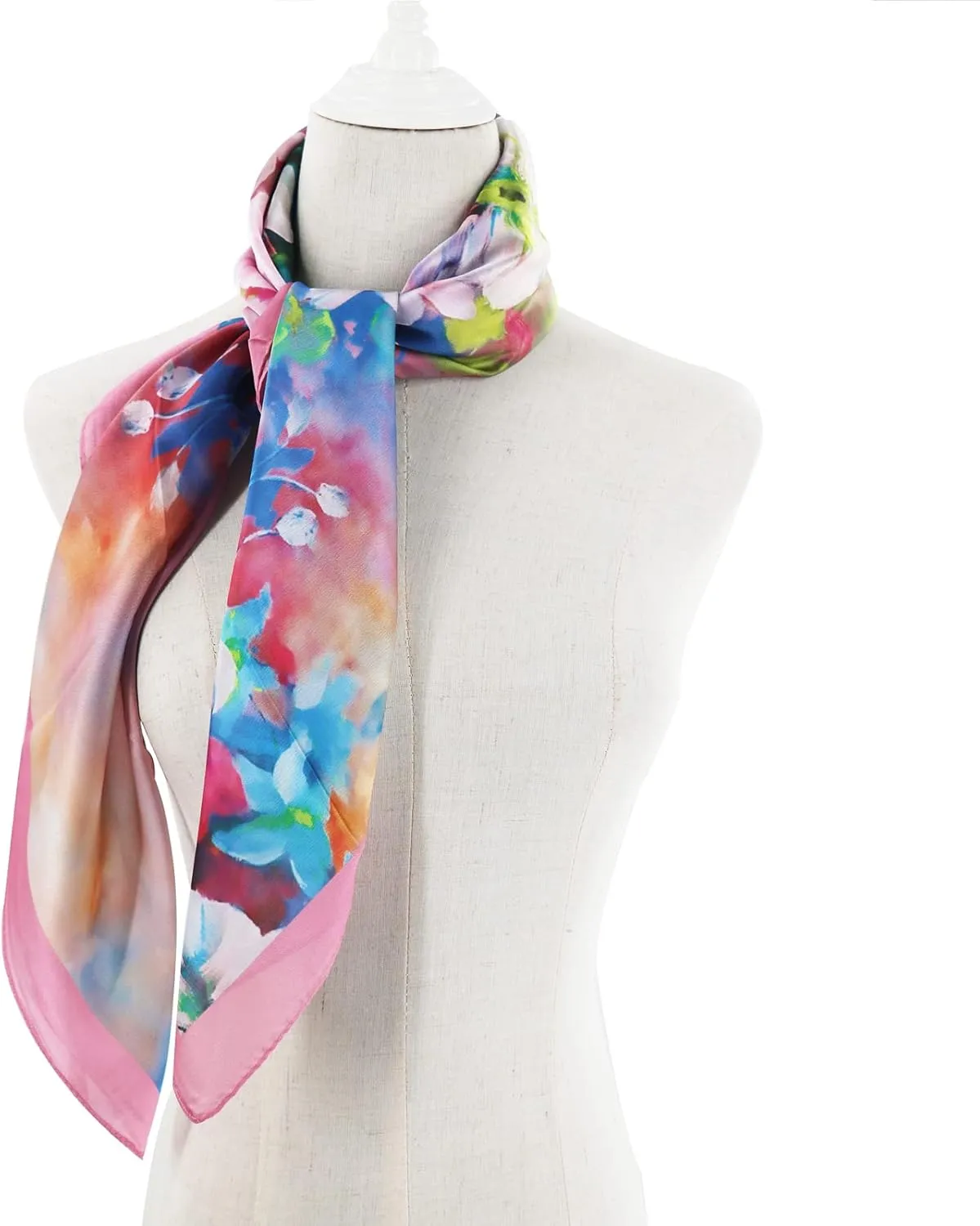 100% Mulberry Silk Scarf-Printed or Solid Color 35” Square Large Silk Hair Head Wrap Scarf With Gift Box Package