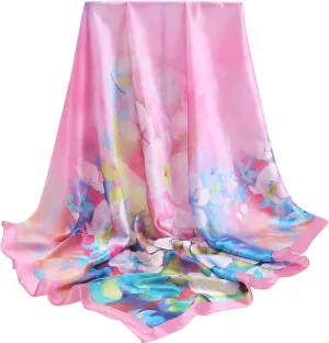 100% Mulberry Silk Scarf-Printed or Solid Color 35” Square Large Silk Hair Head Wrap Scarf With Gift Box Package