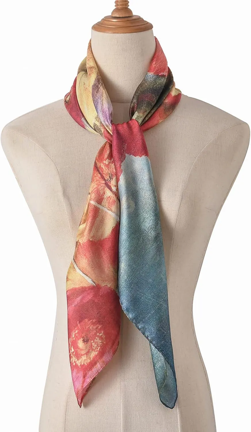 100% Mulberry Silk Scarf-Printed or Solid Color 35” Square Large Silk Hair Head Wrap Scarf With Gift Box Package