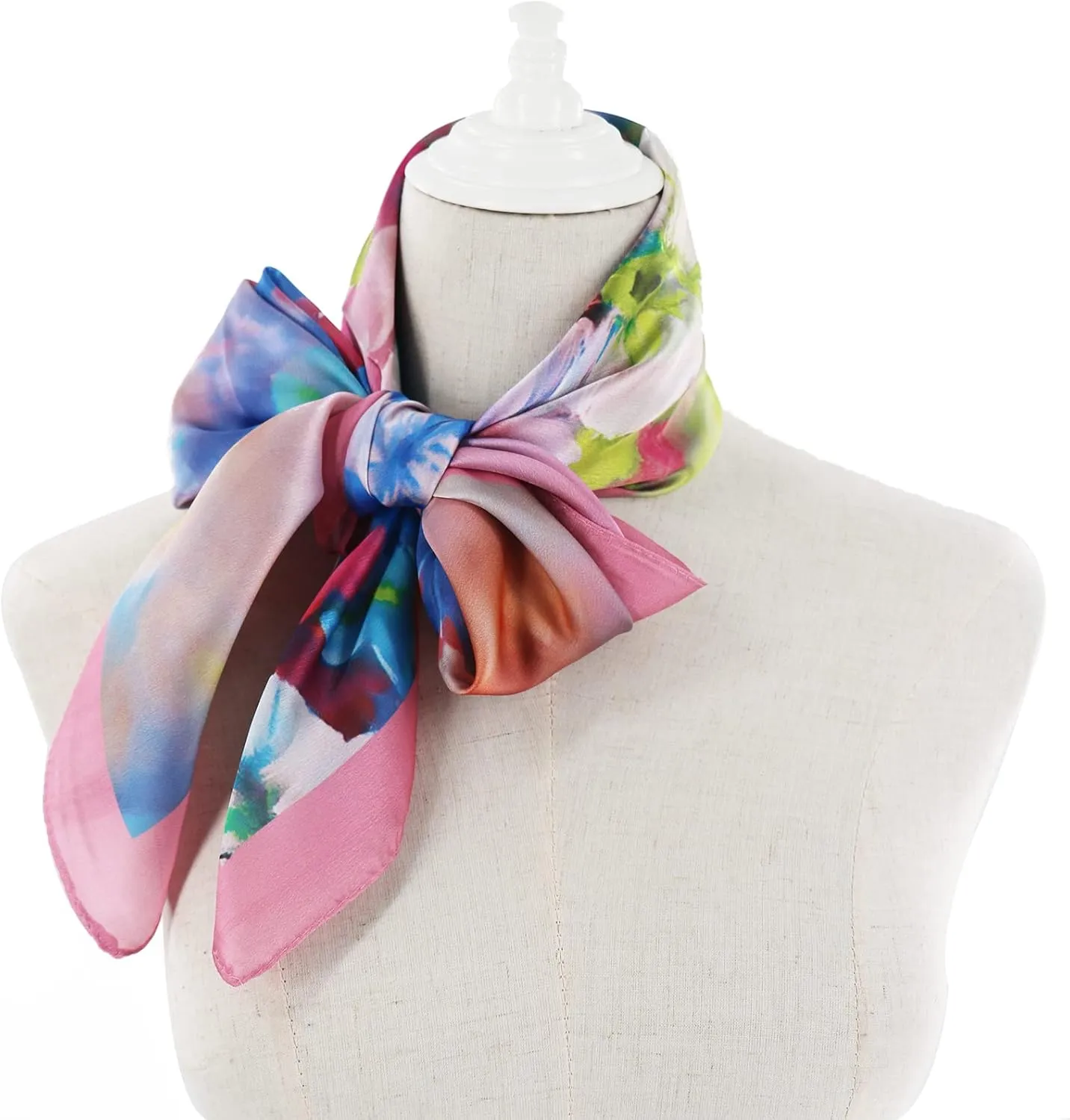 100% Mulberry Silk Scarf-Printed or Solid Color 35” Square Large Silk Hair Head Wrap Scarf With Gift Box Package