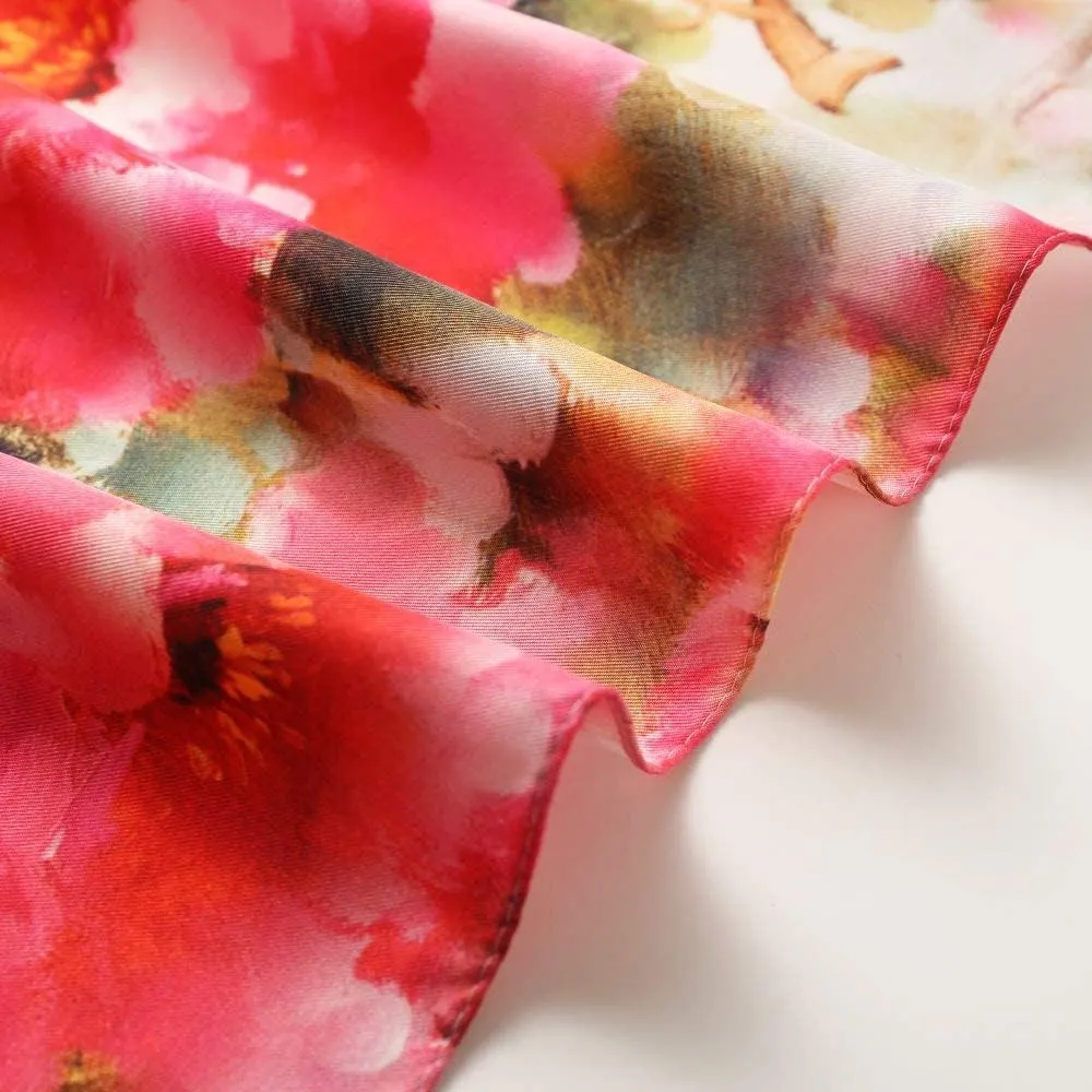 100% Mulberry Silk Scarf-Printed or Solid Color 35” Square Large Silk Hair Head Wrap Scarf With Gift Box Package