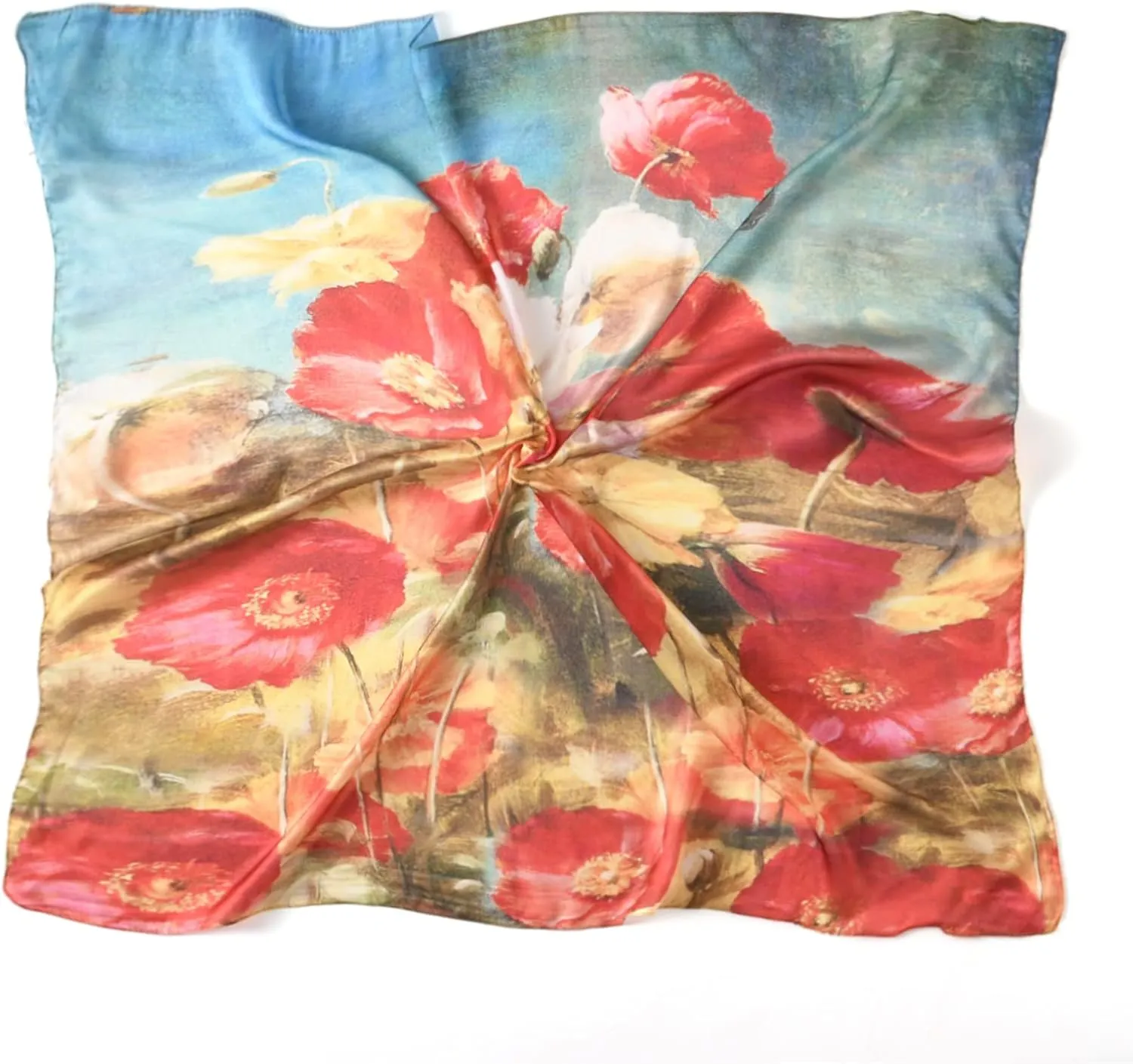 100% Mulberry Silk Scarf-Printed or Solid Color 35” Square Large Silk Hair Head Wrap Scarf With Gift Box Package