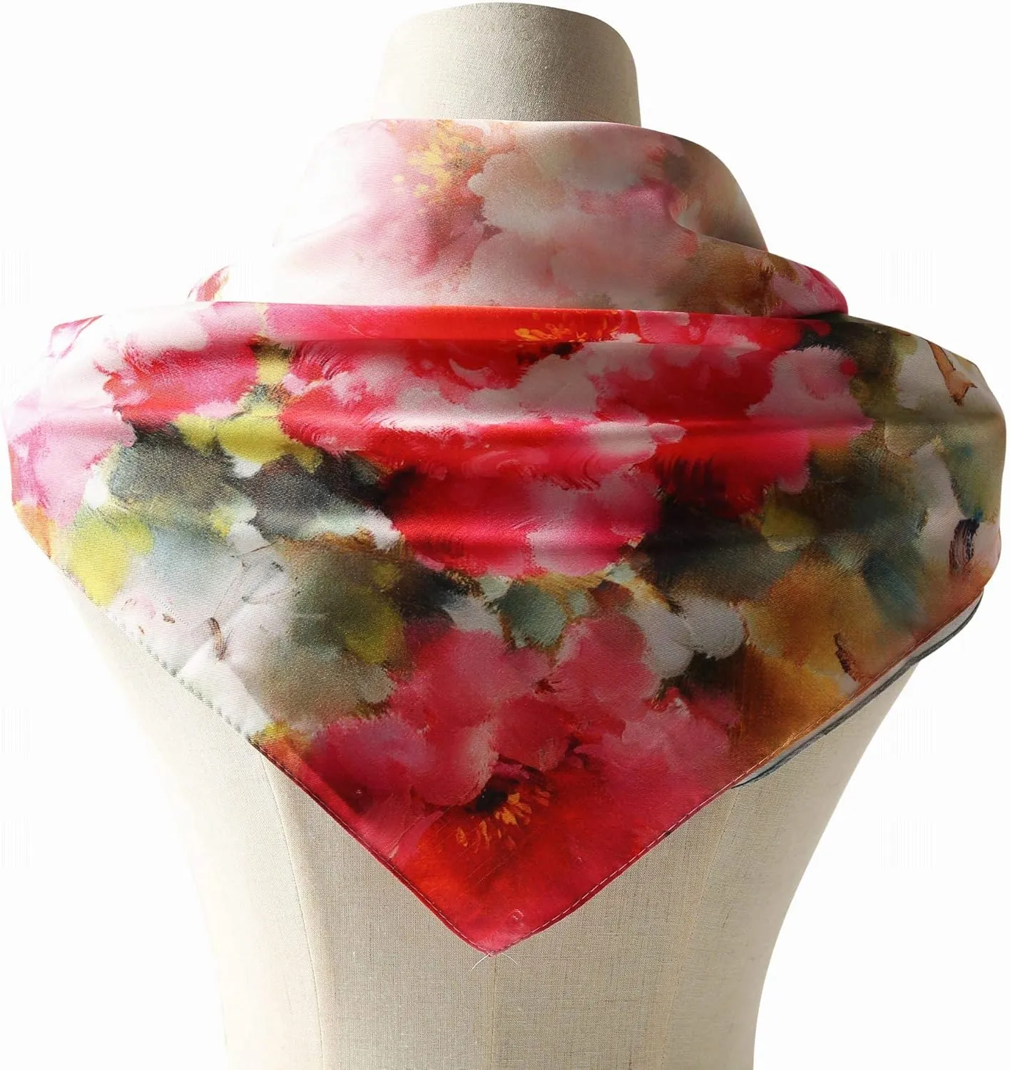 100% Mulberry Silk Scarf-Printed or Solid Color 35” Square Large Silk Hair Head Wrap Scarf With Gift Box Package
