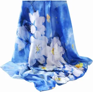 100% Mulberry Silk Scarf-Printed or Solid Color 35” Square Large Silk Hair Head Wrap Scarf With Gift Box Package