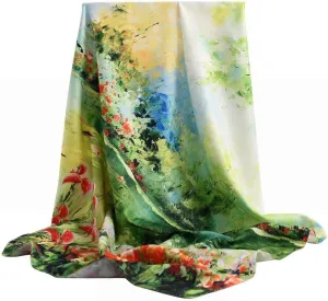 100% Mulberry Silk Scarf-Printed or Solid Color 35” Square Large Silk Hair Head Wrap Scarf With Gift Box Package