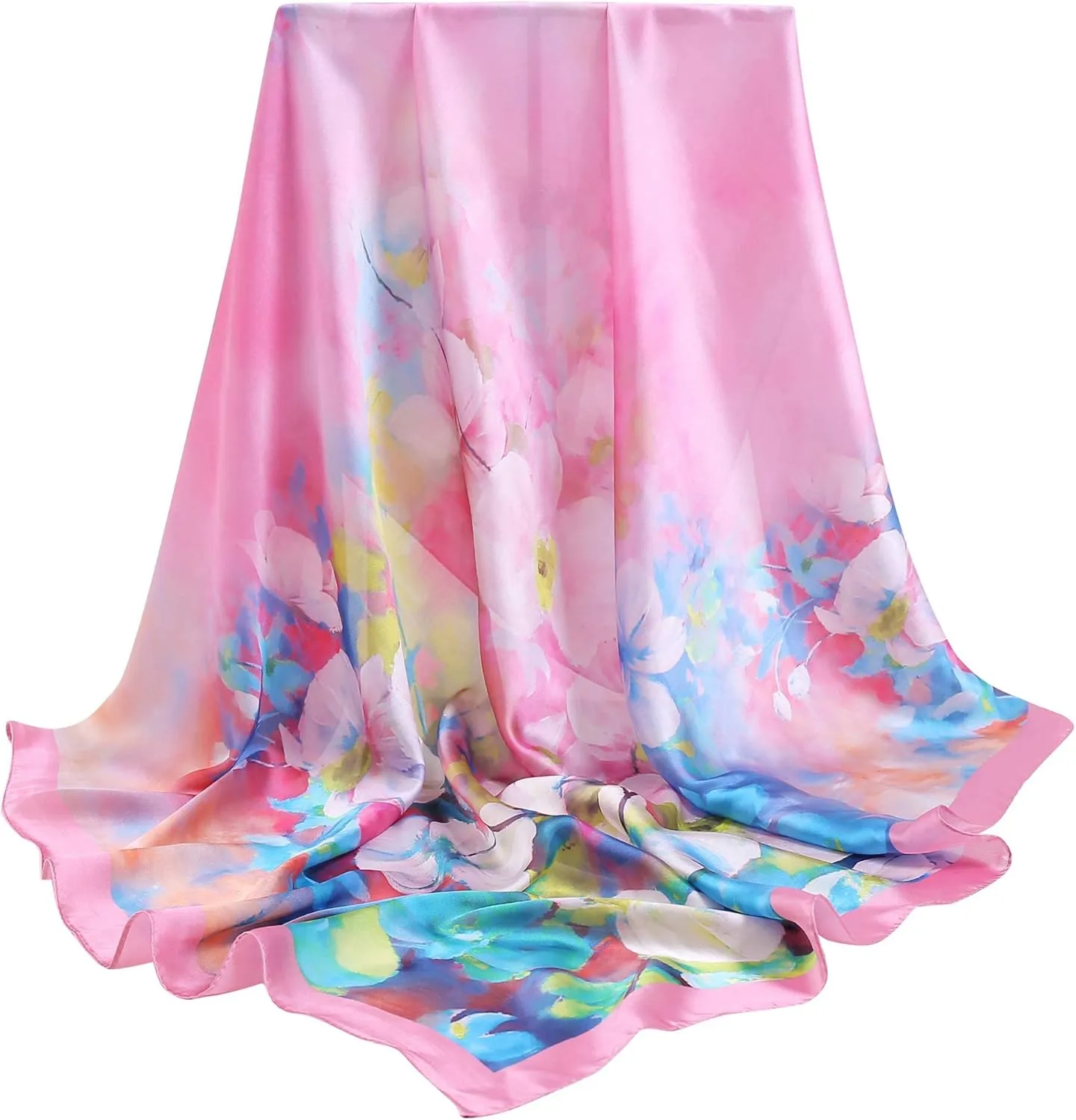 100% Mulberry Silk Scarf-Printed or Solid Color 35” Square Large Silk Hair Head Wrap Scarf With Gift Box Package