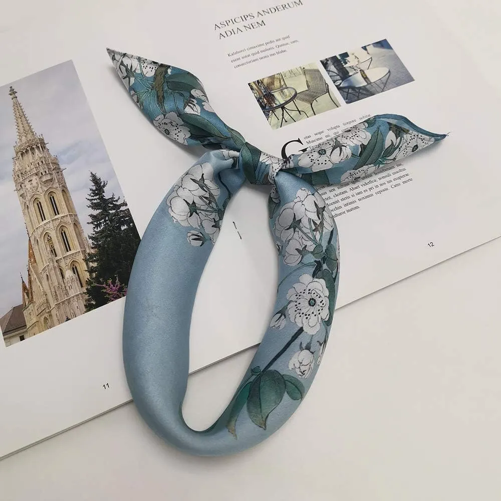 100% Mulberry Silk Scarfs for Women-Lightweight Square Satin Head Scarf-Small Silk Hair Scarf for Sleeping 21"x21"