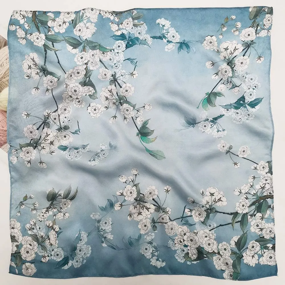 100% Mulberry Silk Scarfs for Women-Lightweight Square Satin Head Scarf-Small Silk Hair Scarf for Sleeping 21"x21"