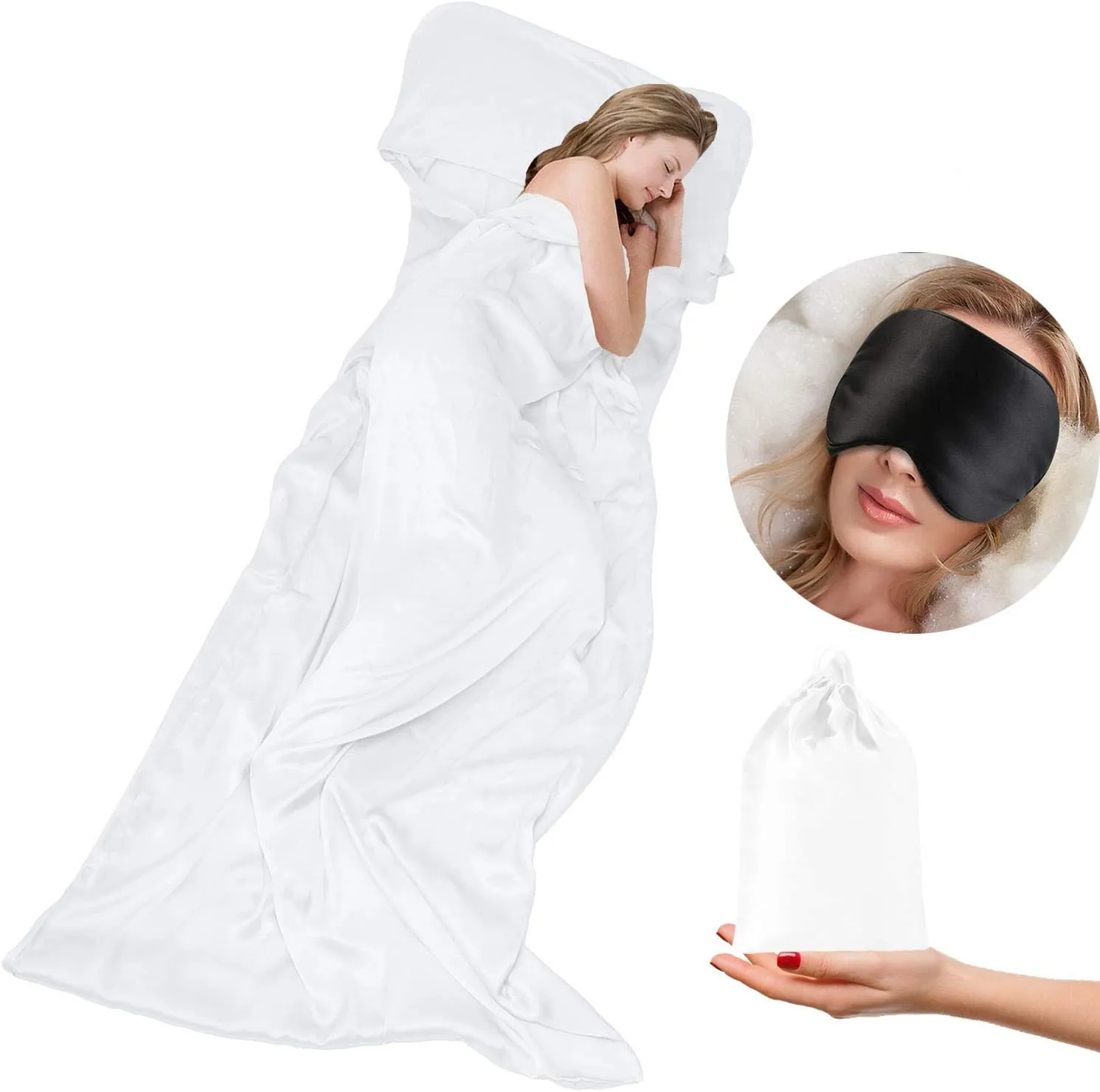 100% Mulberry Silk Sleeping Bag Liner - 19 Momme Silk Single Size Sleep Sack, Lightweight Travel and Camping Sheet for Hotel