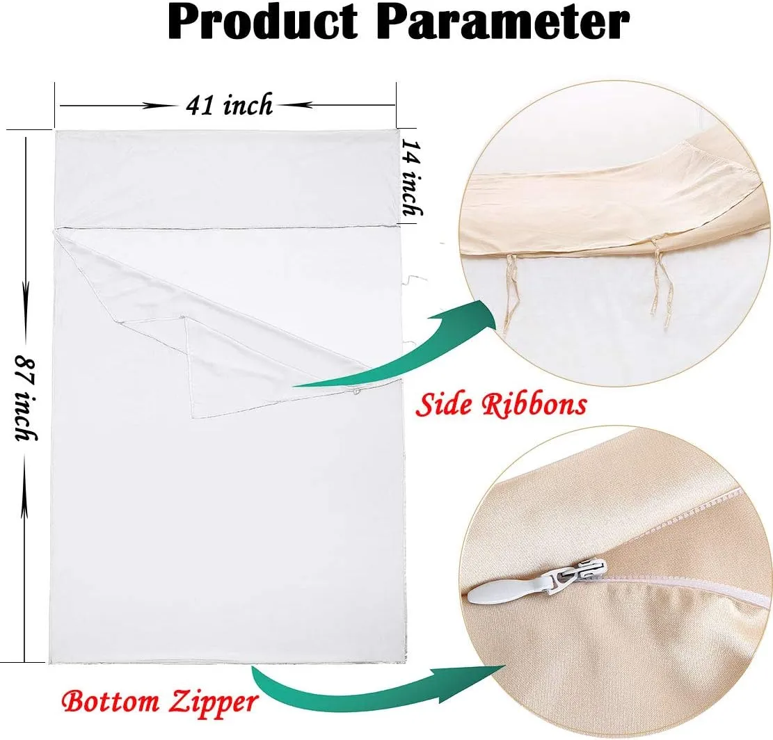 100% Mulberry Silk Sleeping Bag Liner - 19 Momme Silk Single Size Sleep Sack, Lightweight Travel and Camping Sheet for Hotel